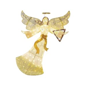 Unique 5ft Gold LED Lighted Angel Christmas Figure for Holiday Display