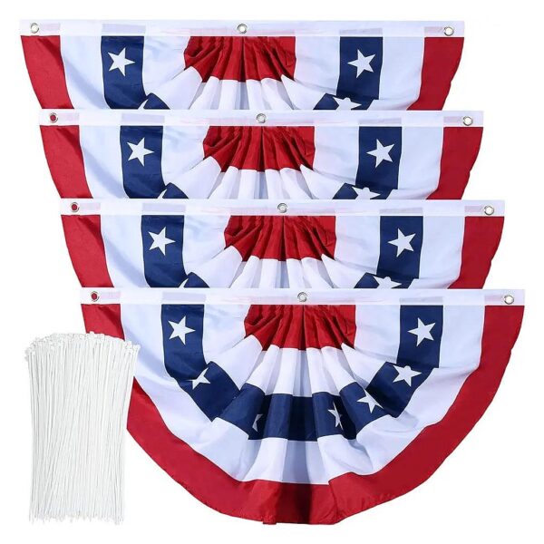 Unique American Flag Bunting for Outdoor Decoration with Brass Grommets and Zip Ties