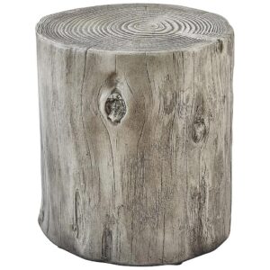 Unique Gray Concrete Table Stool with Hand Painted Accents