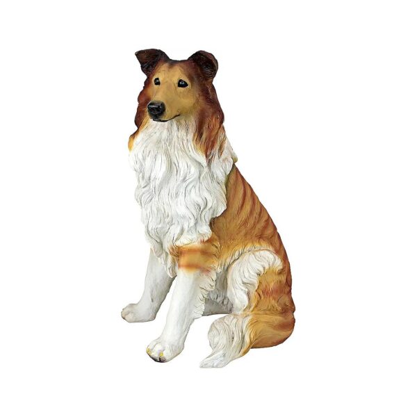 Unique Hand-Painted Collie Dog Statue with Full Color Painting