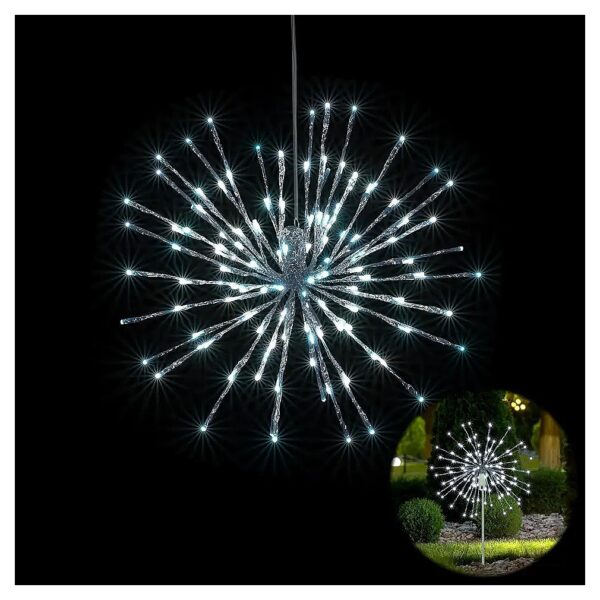 Unique Starburst Firework Design, 18-Inch White LED Lighted Ball with Twinkle Effect