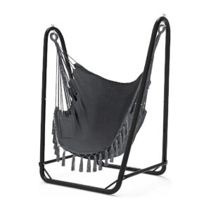 Unique U-Shaped Hammock Chair with Stand and Free Gray Cotton Hammock