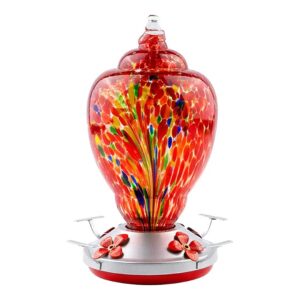 Unique and Colorful Glass Hummingbird Feeder for Outdoor Patio Attraction and Observation