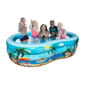 Unisex 3-Ring Blow Up Pool, Perfect for Kids and Adults, Summer Party Fun