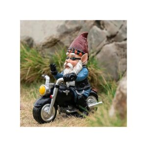 Unusual Garden Decoration Motorcycle Gnome with Realistic Rider Details