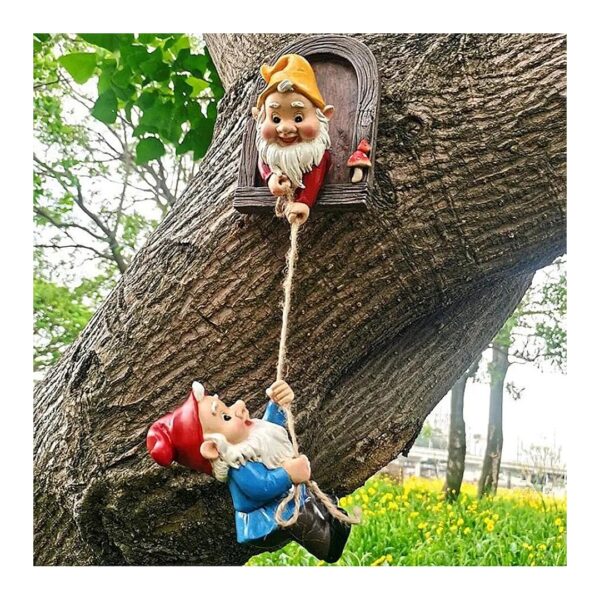 Unusual Niche Tree Hugger Gnome Statue for Yards or Gardens