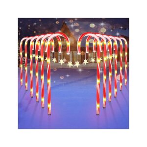 Upgraded 12Pack Waterproof Solar Christmas Candy Cane Lights with 72LED Beads