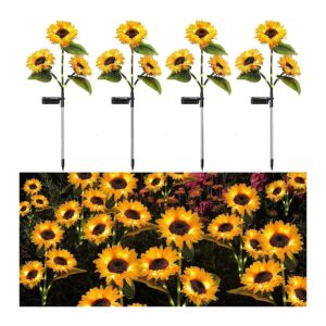 Upgraded Solar Garden Lights with 12 Sunflower Lights for Outside Landscape Decor