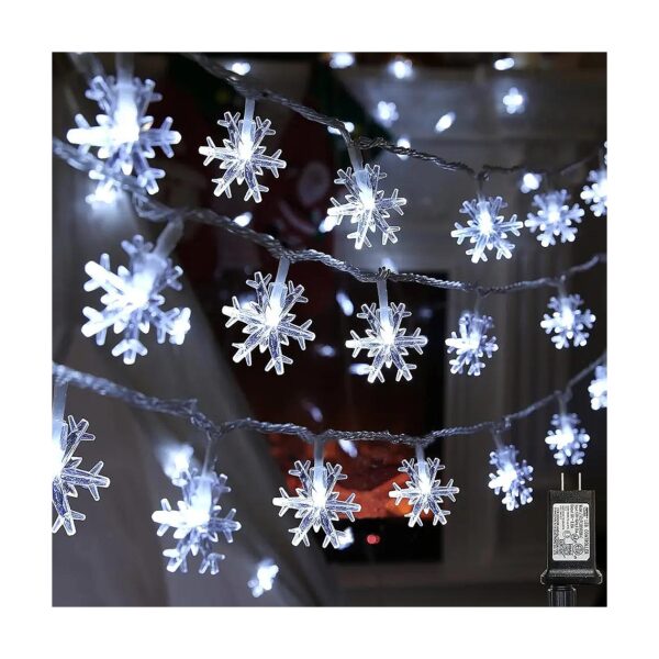 Versatile 100 LED White Snowflake String Lights for Wedding, Party, and Home Decor