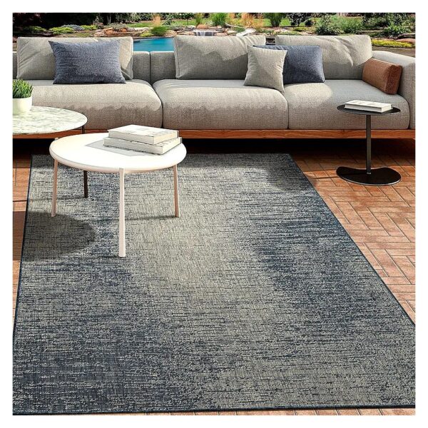 Versatile 8x10 Blue Area Rug for Patio Indoor Outdoor Decor