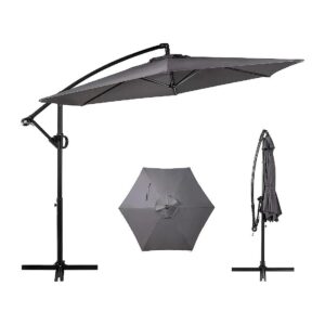 Versatile Dark Gray Cantilever Hanging Umbrella for Outdoor Shade and Sun Protection