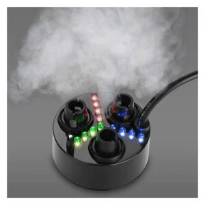 Versatile Three-Head Mist Maker for Ponds and Water Tanks with Color-Changing LED Lights