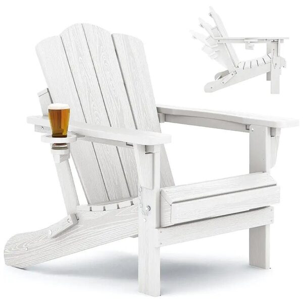 Versatile White Folding Adirondack Chair with Adjustable Recline and Accommodating Design