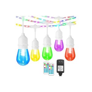 Vibrant 48FT RGB LED Outdoor String Lights with Remote Control and Timer