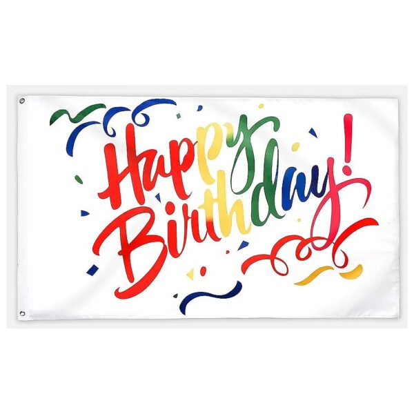 Vibrant Colorful 3x5 Ft Happy Birthday Flag with Professional Printing and Brass Grommets