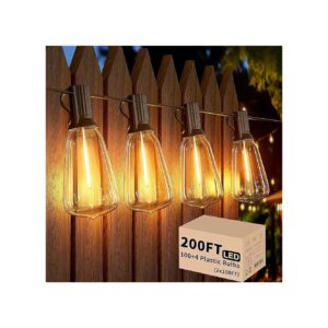 Vintage Outdoor String Lights 200FT with Shatterproof LED Bulbs