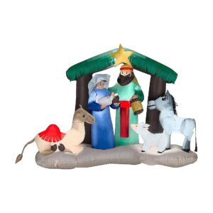 Vinyl Multi-Colored Airblown Nativity Scene with LED Lights