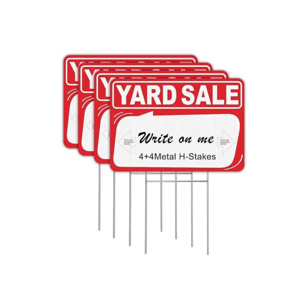 Visibility 4-Pack Yard Sale Signs with Directional Arrows and Stakes for Maximum Exposure