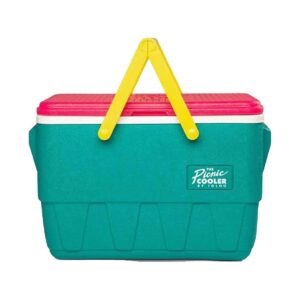 Waffle-Top Jade Picnic Basket Cooler with Retractable Seat and Eco-Friendly Materials