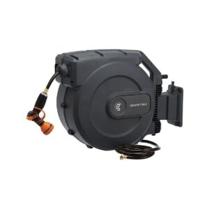 Wall Mount Hose Reel with 180deg Swivel and Automatic Retraction for Efficient Watering