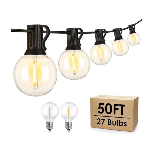 Warm White Ambiance Outdoor String Lights with 27 Durable Globe Bulbs