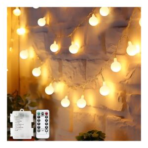 Warm White LED Globe String Lights 20FT 50LED Battery Operated with 8 Lighting Modes