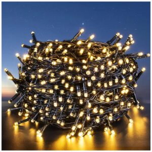 Warm White LED Outdoor String Lights with 300 LEDs and 8 Variable Flash Modes