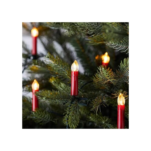 Warm White LED Red Flameless Candle Indoor String Lights with Tree Clips