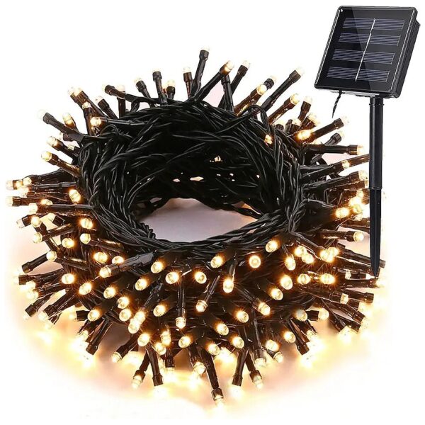 Warm White LED Solar String Lights for Indoor and Outdoor Holiday and Winter Decor