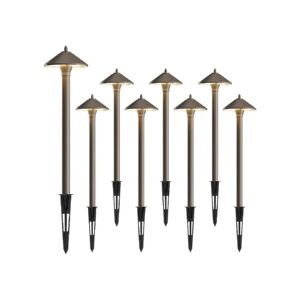 Warm White Metal Bronze 12V Low Voltage Landscape Path Lights Kit