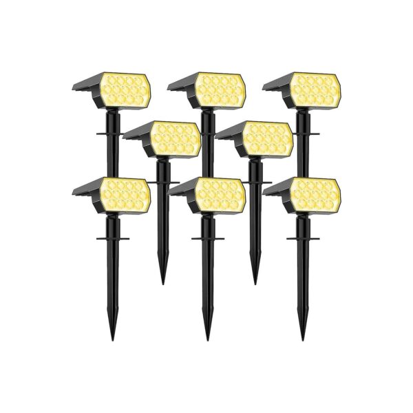 Warm White Outdoor Solar Lights 52 LED 8 Pack Solar Powered Patio Lights