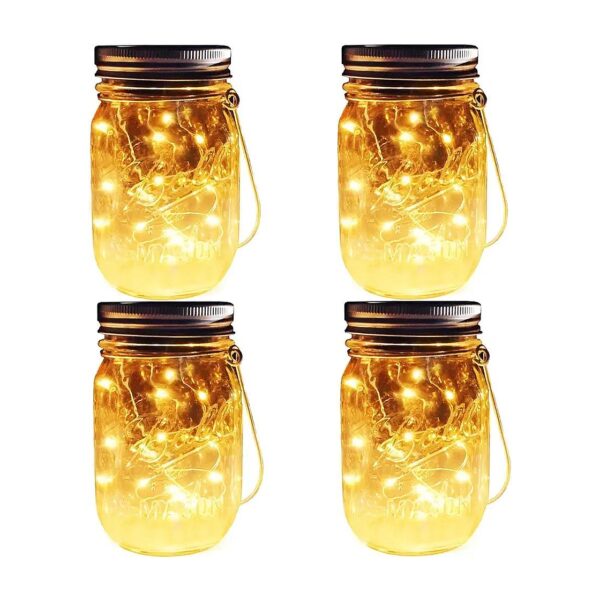 Warm White Outdoor Solar Lights with Glass Mason Jars for Patio Decorations 30 LEDs