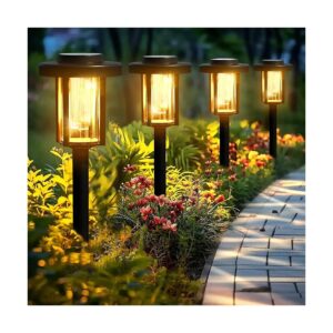 Warm White Solar LED Pathway Lights, 12-Pack, Waterproof, 600mAh Rechargeable Battery