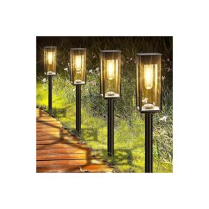 Warm White Solar Pathway Lights Outdoor 6 Pack Waterproof Modern Garden Decor