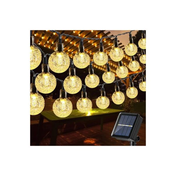 Warm White Solar Powered Globe String Lights with 8 Modes for Outdoor Decor