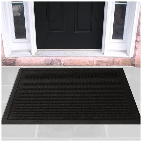 Wash Ribbed Design Non-Slip Rubber 24 x 36 Entryway Door Mat