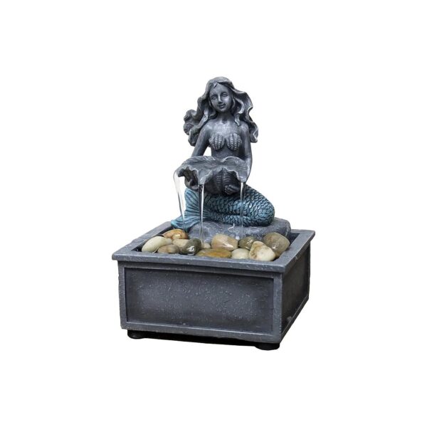 Water Feature 7 High Mermaid Tabletop Fountain with Adapter and Resin Material