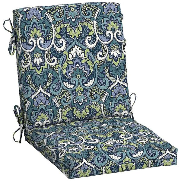 Water Repellent, Fade Resistant Chair Cushion, 18 x 5, Sapphire Aurora Blue Damask