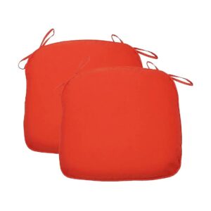 Water Repellent Polyester Patio Chair Seat Cushion 2 Pack Orange 17x16