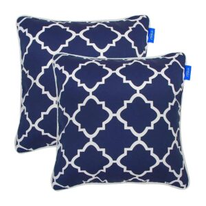 Water Repellent Square Pillows for Outdoor Patio Furniture, 18x18 Inch, Blue Plaid