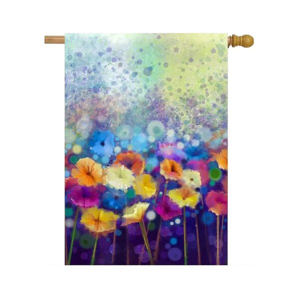 Watercolor Spring Floral Daisy Flowers Polyester 28x40 House Flag Garden Decor