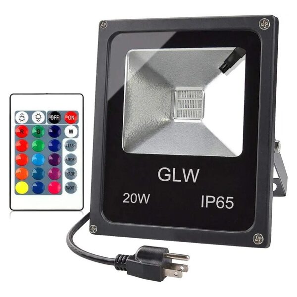 Waterproof 20W LED RGB Flood Light with Remote Control and Dimming Function