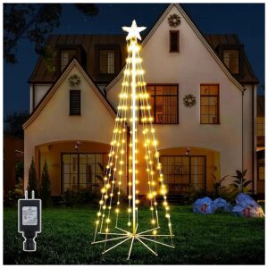 Waterproof 5 Foot LED Christmas Tree Light with 140 Warm White LEDs and 8 Lighting Modes