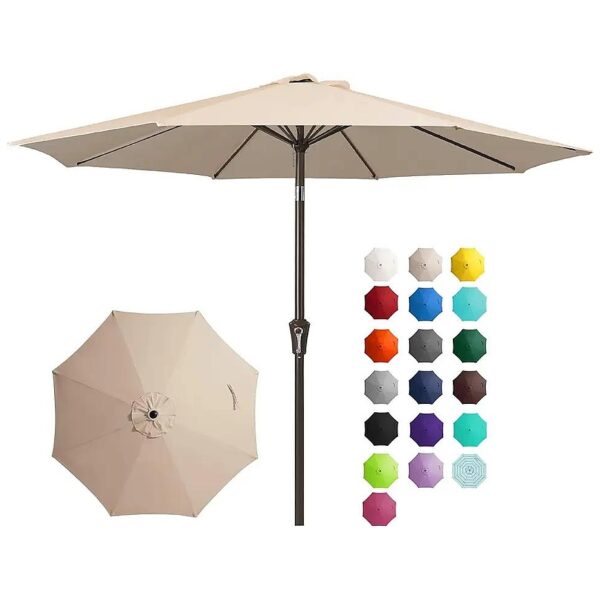 Waterproof 9FT Outdoor Table Umbrella with Table Tray, Beige, for Patio, Garden, Deck