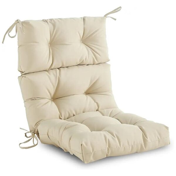 Waterproof Beige High Back Stuffed Foam Chair Cushion for IndoorOutdoor Furniture