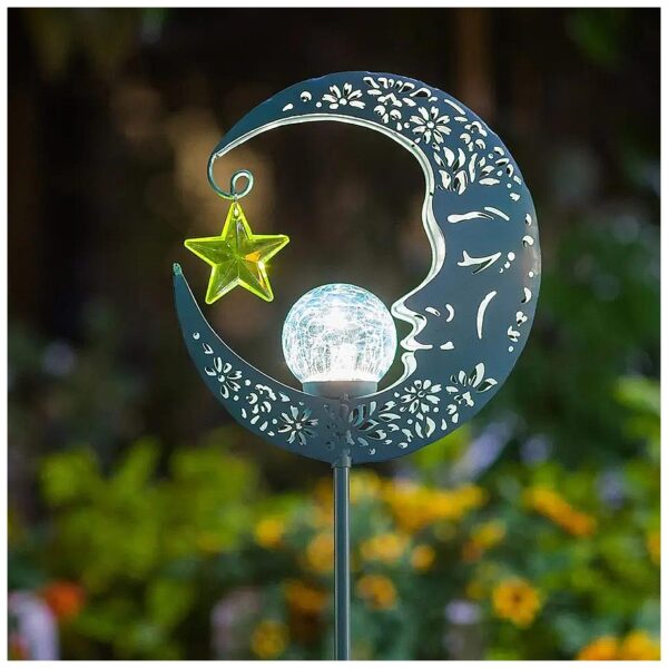 Waterproof Blue LED Garden Decorations with Stainless Steel Frame and Glass Globe