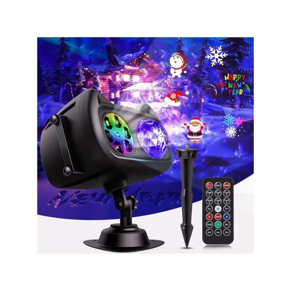 Waterproof Christmas Projector Lights with Multicolor LED 2 in 1 Ocean Wave and Snowflake