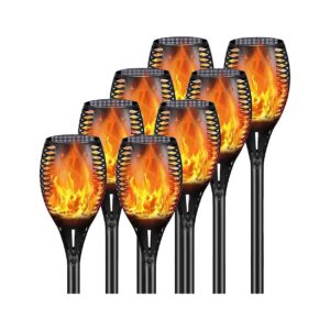 Waterproof Flickering Flame LED Solar Torch Lights Black