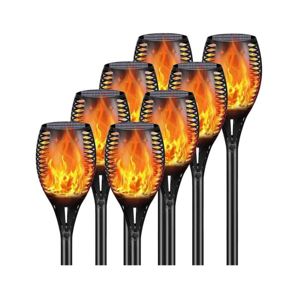 Waterproof Flickering Flame LED Solar Torch Lights Black