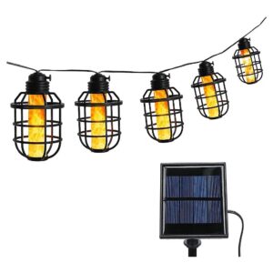 Waterproof Flickering Flame LED String Lights with 10 Hanging Lights for Outdoor Parties